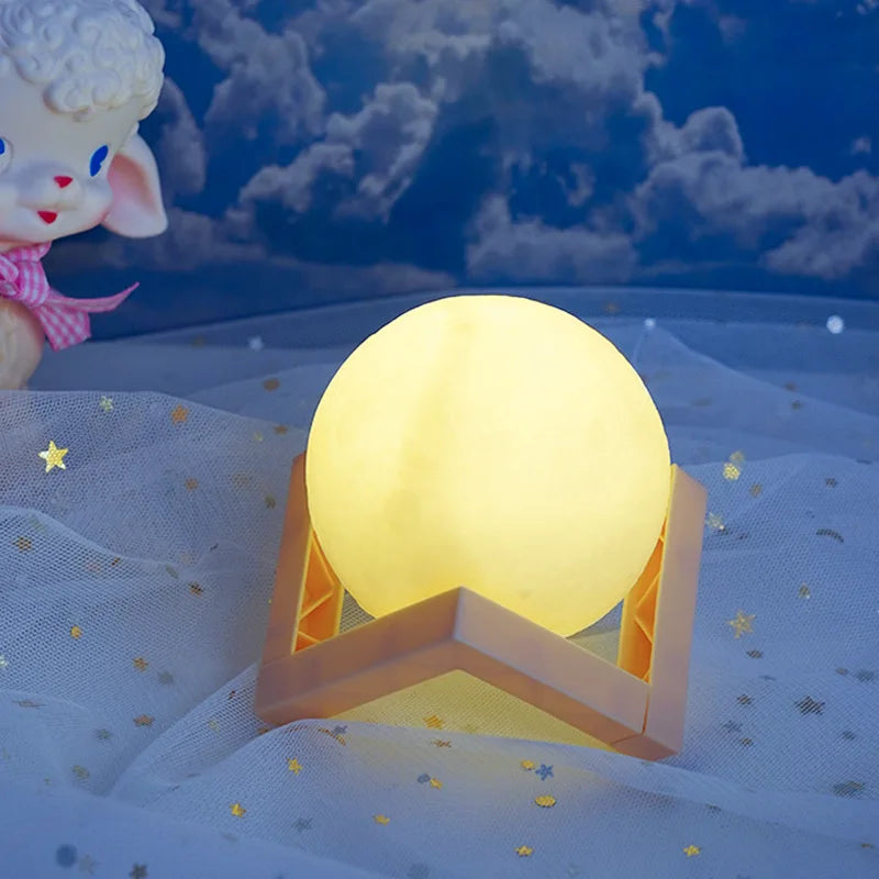 1 LED Moon Light Galaxy Light, DIY Moon Night Light, Girl, Boy, Child, Woman Birthday Gift, Bedroom Decoration (Warm Light)