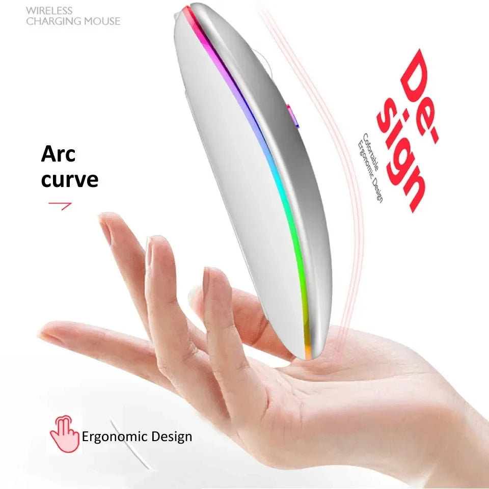 HOMEFISH PHONEPACE Dual Mode Wireless Mouse 2.4G Bluetooth Rechargeable Silent LED Backlit Optical Mice for PC Laptop