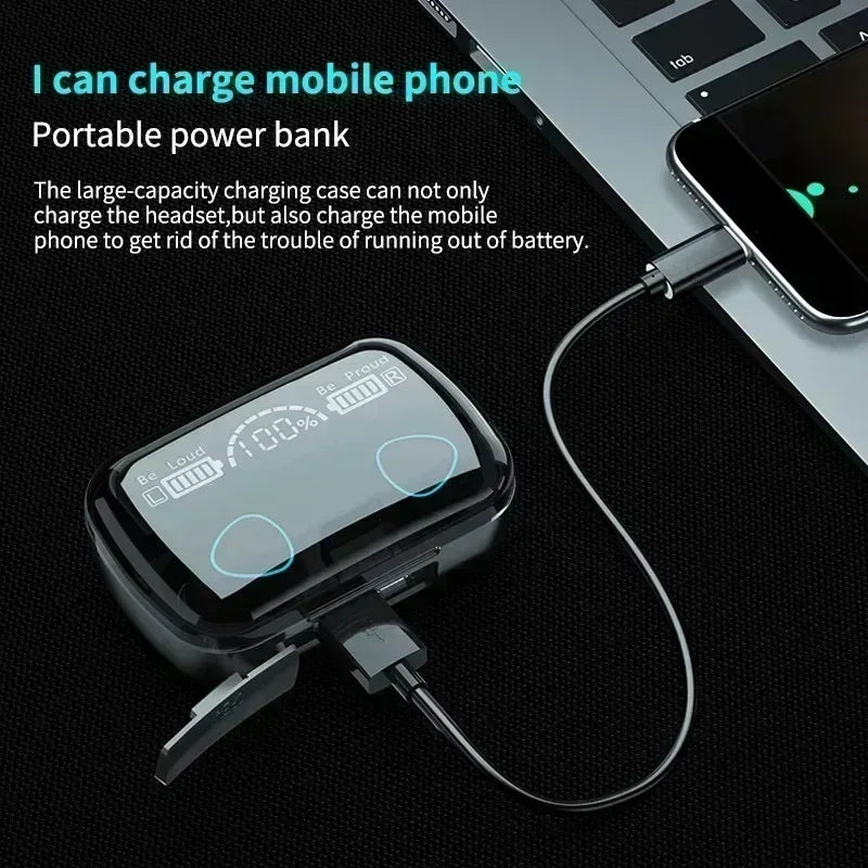 Original M10 Wireless Bluetooth Earpods - All-in-One Sports Headphones with Active Noise Canceling, Stereo Sound & Built-in Mic