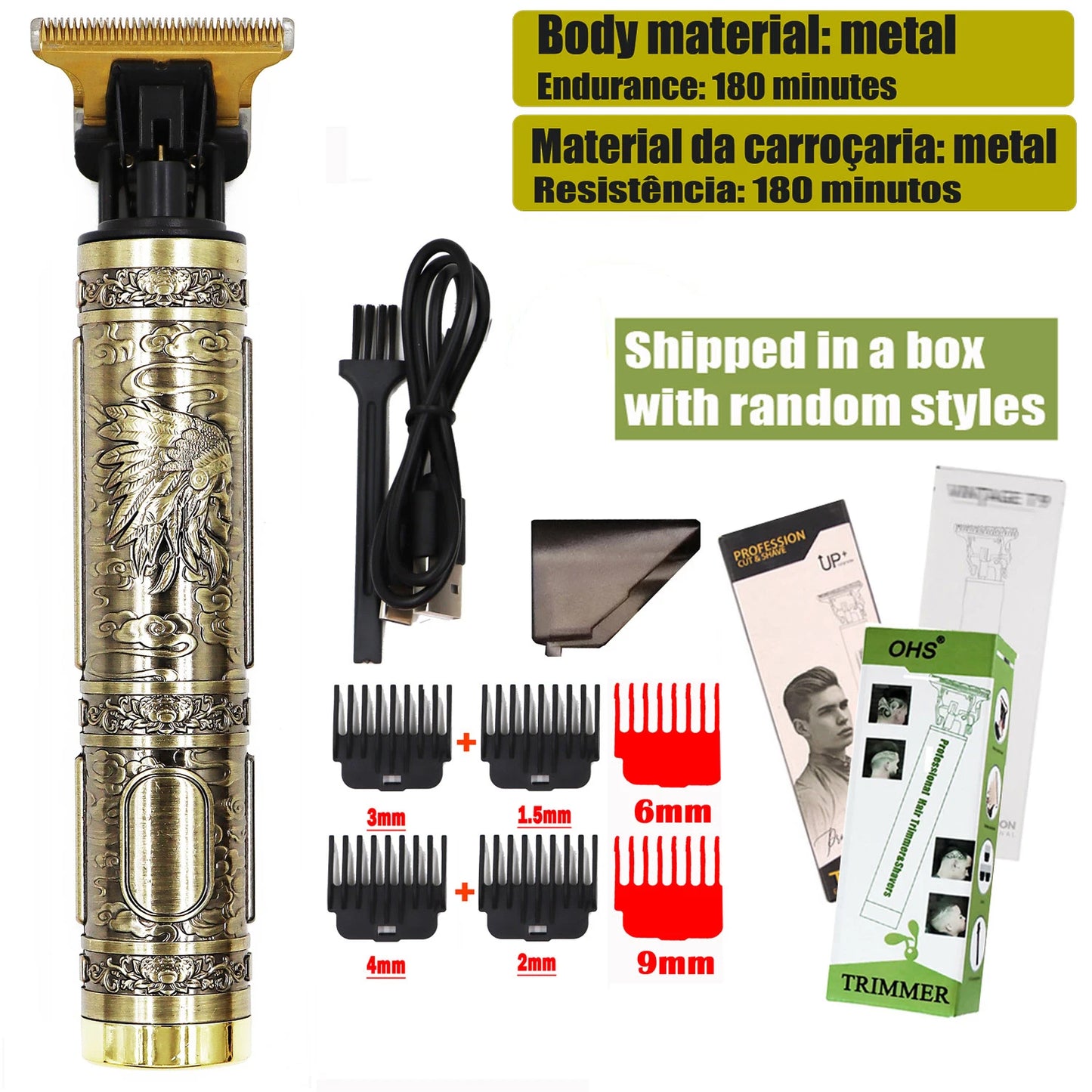 Vintage T9 Hair Clipper Beard Shaving Body Hair Trimmer Clippers Electric Men Haircut Machine 0mm Barber Shaver