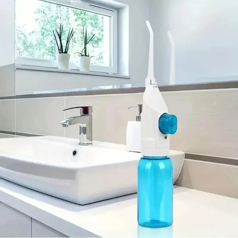 1PC High-Pressure Oral Irrigator - Portable Water Flosser, Manual Toothpick Style, Deep Cleans Gums & Teethn