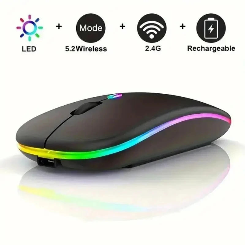 HOMEFISH PHONEPACE Dual Mode Wireless Mouse 2.4G Bluetooth Rechargeable Silent LED Backlit Optical Mice for PC Laptop