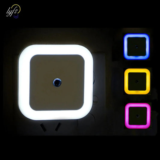 1-4pcs LED Wireless Sensor Night Light EU US Plug Mini Square Night